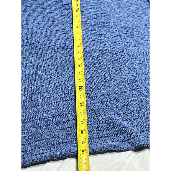 J. Jill Poncho Sweater Womens One Size Blue Cotton Blend oversized Open Front - Picture 4 of 11